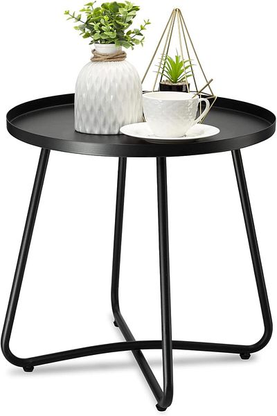 Generic TRASSLE Outdoor Side Tables, Weather Resistant Steel Patio Side Table, Small Round Outdoor End Tabl