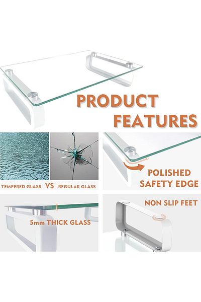 Generic Hemudu Clear Computer Monitor Stand Riser Multi Media Desktop Stand for Flat Screen LCD LED TV, Lap