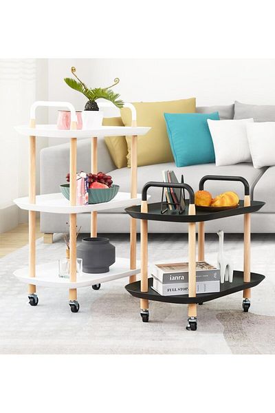 Generic APAP 3-Tier Rolling Storage Cart, Multi-Functional Mobile Storage Cart with Handle and Lockable Whe