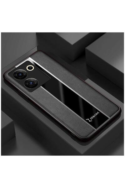 Zebana TECNO Camon 20 4G Uyumlu Kılıf Premium Deri Kılıf Siyah