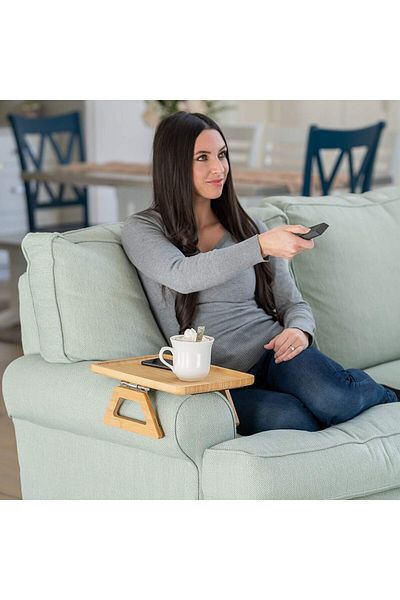 Generic Dragontowm Clip On Tray Sofa Table for Wide Couches. Couch Arm Tray Table, Portable Table, TV Table