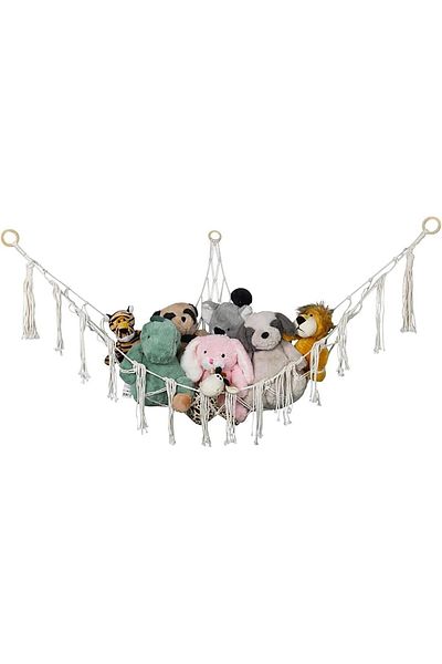 Generic Tazweeq Macrame Nursery Hanging Organizers, Large Boho Style Rope Net Holder for Kids Toys, Easy In