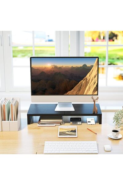 teamix 20-inch Monitor Stand for Laptop, Single-Layer, Black