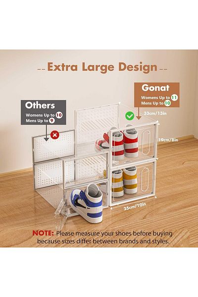 Generic Durku Large 12 Pack Shoe Storage Box, Clear Plastic Stackable Shoe Organizer for Closet, Space Savi