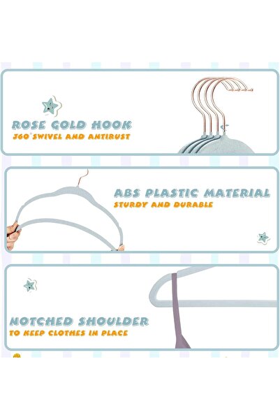 Generic ManGotree Velvet Children's Hangers with 360° Rose-Gold Hook, Non-Slip, Slim, Space-Saving, 15 Pack