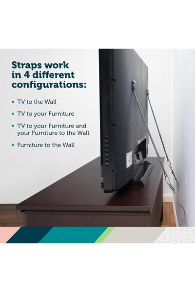 Safety 1st TV & Furniture Safety Straps, Black, Multi, 2 Straps (Pack of 1)