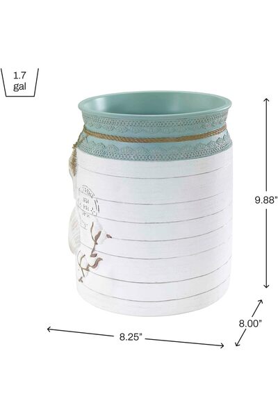 Avanti Linens Decorative Trash Can – Farmhouse Shell Collection (Top-Opening)