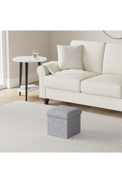 Generic MuHadJiya Ottoman Seat Storage Stool,Fabric Foldable Storage Ottoman Box,Footstool Storage Boxs Pad