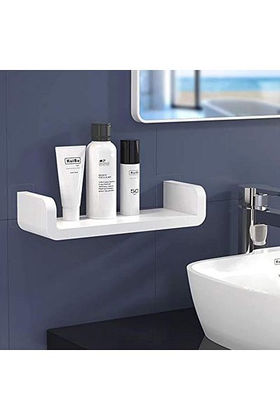 Generic Sulfar Self Adhesive Wall Mounted Plastic Bathroom Shelf for Shower, Kitchen, Bedroom, Toilet, 12.5