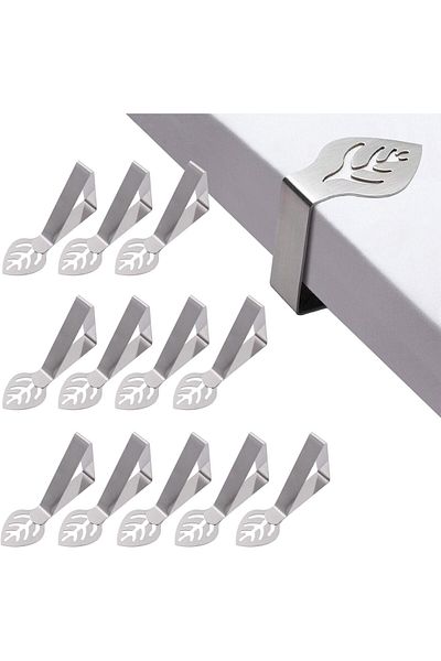 Generic 12Pcs Tablecloths with Clips,Stainless Steel Tablecloth Holder for Garden Restaurant Outdoor Family