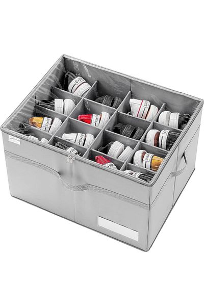 Generic ABIN Shoe Organizer for Closet, Fits 16 Pairs, Large Shoe Box Storage Containers, Clear Foldable Sh