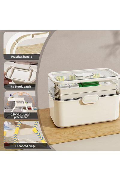 Generic U HOOME 3 Layers Large Medicine Storage Box, Family small safety emergency medical storage box kit