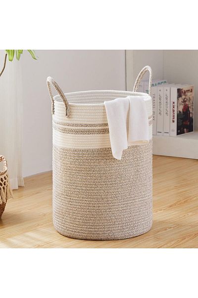 Generic Fiona's magic 58L Large Woven Laundry Hamper by, Tall Cotton Rope Storage Basket, Jute Baby Nursery