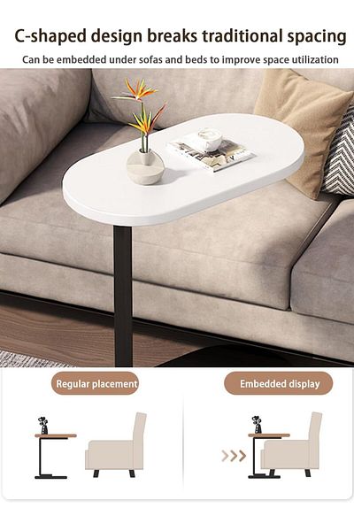 Generic EqiEch C-Shaped Side Table, Versatile Coffee Desk & Sofa End Table for Living Room, Easy to Assembl
