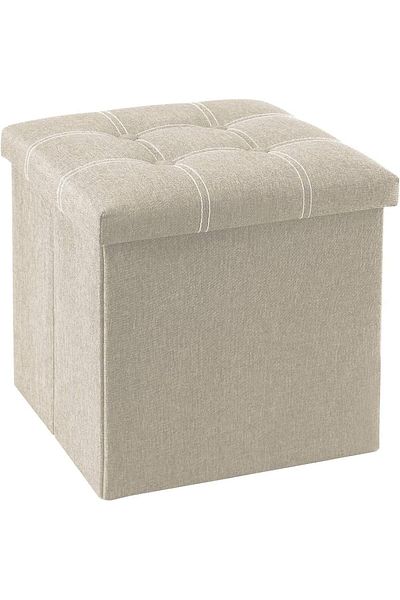 Generic PlorFox 15 inches Storage Ottoman Cube, Support 350lbs, Foldable Storage Boxes Footrest Step Stool,