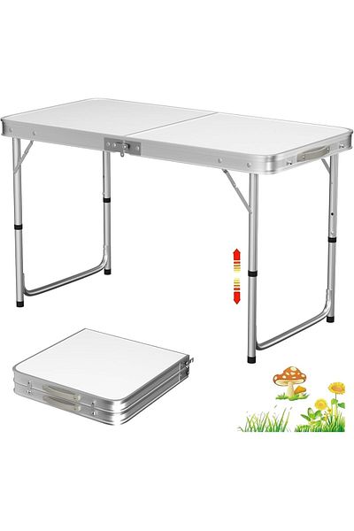 SKY TOUCH SKY-TOUCH Folding Trestle Camping Table, Aluminum Alloy Folding Picnic Table, Lightweight Trestle Ta