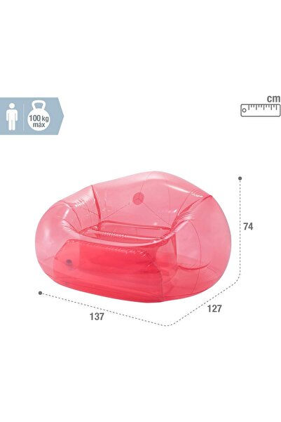 Intex Clear Pink Beanless Bag Chair, Inflated Size: 137cm x 127cm x 74cm (66501NP)