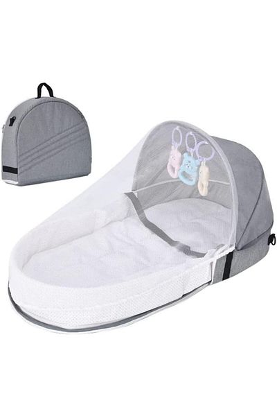 Generic Portable Baby Bed Travel Bassinet with Mosquito Net and Awning, Foldable Infant Crib, Baby Cots for