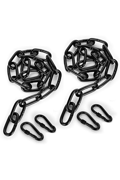 Generic 2 PCS Black Hanging Chair Chain with 4 Carabiners, 440LB Capacity Han...