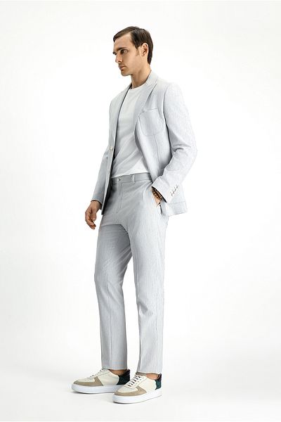 Kiğılı Super Slim Fit Extra Slim Fit Striped Lycra Sports Jacket