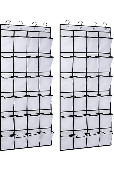 Generic ELECDON Hanging Organiser, Shoe Rack Over The Door Shoe Storage Organizers Mesh Shoe Holder with 24