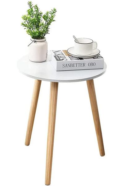 Generic AGD Round Side Table, Small Folding Coffee Table Anti-Rust and Waterproof Easy Assembly for Living