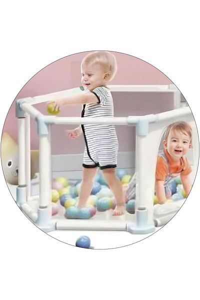 Generic iToy Hexagon Play Fence, Portable Baby Playpen with Zipper Door, 3+ Months