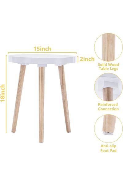 Generic Easy Assembly 15x18 Inch White Coffee small Rounded Tray Table for Living Room Bedroom Bedside & Sm
