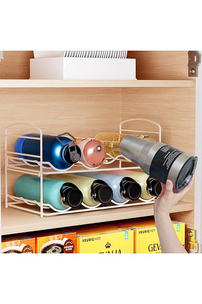 Generic Puricon 2-Tier Water Bottle Organizer, Adjustable Rack for 12-50 Oz Bottles, Compatible with Hydro
