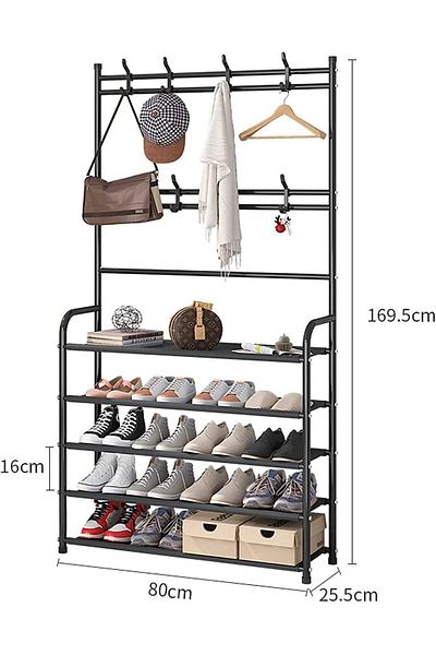 Generic Arabest Shoe Rack Coat Rack Storage Rack,Entryway Coat Rack,3-in-1 Hall Tree Shoe Bench with Coat H
