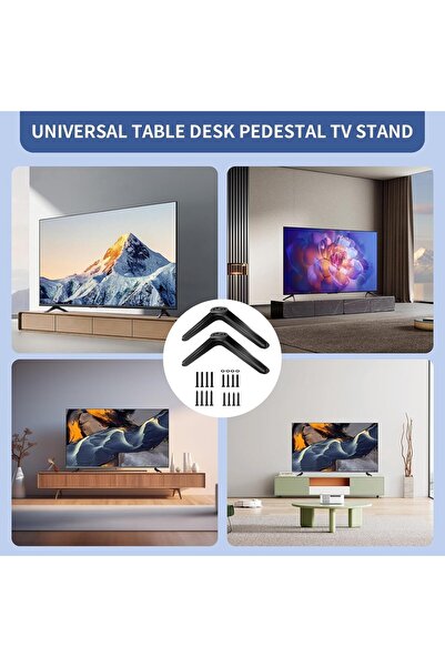 RADIOTRONICS TV Stand Base Pedestal Feet Replacement for 32-55 inch TVs (Black, 2 Pcs)