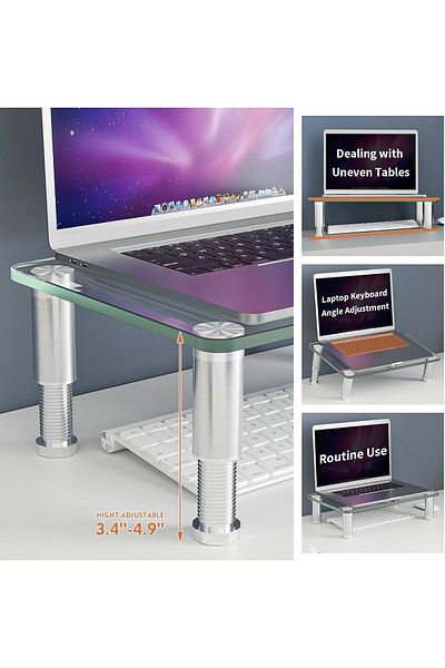 Generic Hemudu 2 Pack Computer Monitor Stand Riser with Height Adjustable Multi Media Desktop Stand for Com