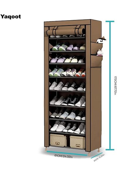Generic YAQOOT™ 10 Tiers Shoe Rack Storage Box for 27 Pairs, Foldable Shoe Rack, Foldable Shoes Organizer C