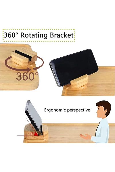 Generic Olsdeeool Bamboo Sofa Couch Arm Tray, with 360° Phone Holder Couch Arm Table Sofa Clip On Side Tabl