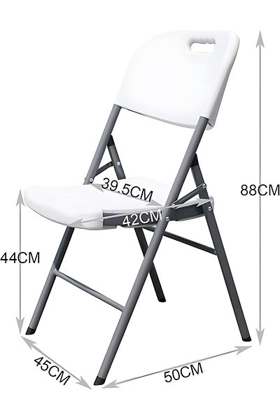 Generic Biki Sturdy and Lightweight Folding Armless Chair in White Fiber Chair White 88 x 50 x 45 cm