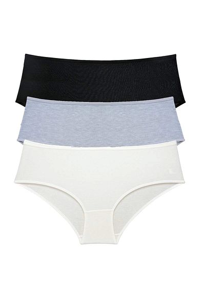 PRATİKOBA 3 Pieces Women's High Waist Bato Panties Black Gray Cream