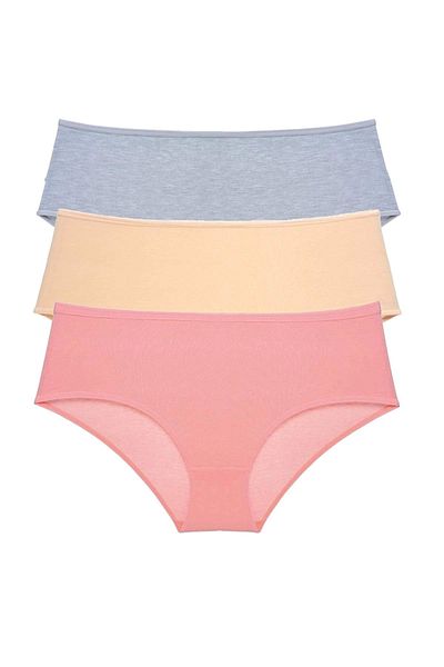 PRATİKOBA 3 Pieces Women's High Waist Bato Panties Gray Skin Powder