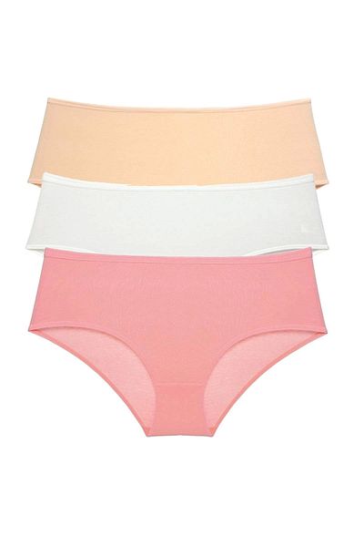 PRATİKOBA 3 Pieces Women's High Waist Bato Panties Skin Cream Powder
