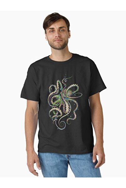 ship master Tricou unisex artistic Octopus cu imprimeu supradimensionat – Des...