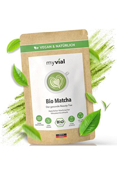 myvial مسحوق ماتشا الياباني العضوي 100 جرام نباتي من كاغوشيمะ بدون إضافات ولا يحتوي على بلاستيك