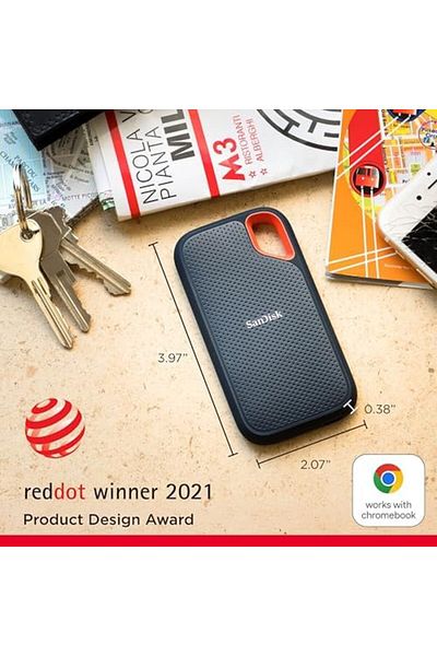 SanDisk 1TB Extreme Portable SSD – 1050MB/s, USB 3.2 Gen 2, USB-C, IP65 Rugged, Updated Firmware