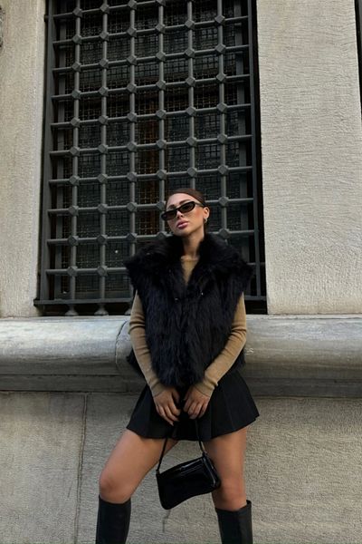 nedo7 Fur Vest - Black