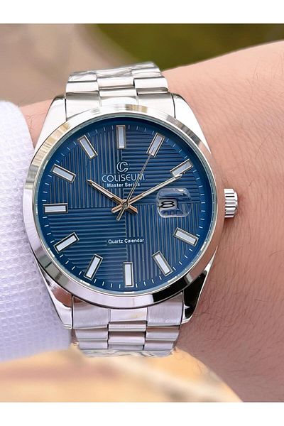 Coliseum Men's Wrist Watch - Steel Band, Calendar Dial, Serial Box Ft.Cls.E009
