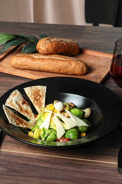 Keramika Matte Black Delta Pasta Plate 26 Cm