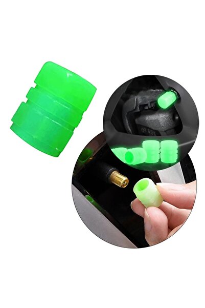 SUNUP SN-21012 Yeşil Fosforlu Işık Saçan Lastik Sibop Kapak (Tekli)