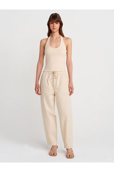 Dilvin 72003 Cotton Denim Trousers with Piece Front-Stone