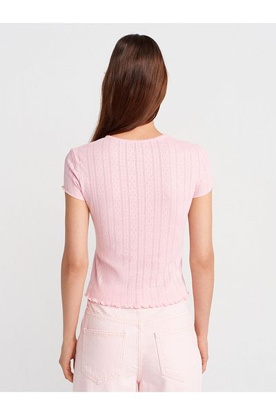 Dilvin 31834 Short Sleeve T-Shirt-Dusty Pink