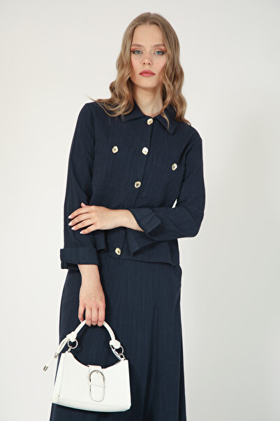 Suede Style 5757 - Stylish Comfortable Linen Shirt-Skirt Women's Set