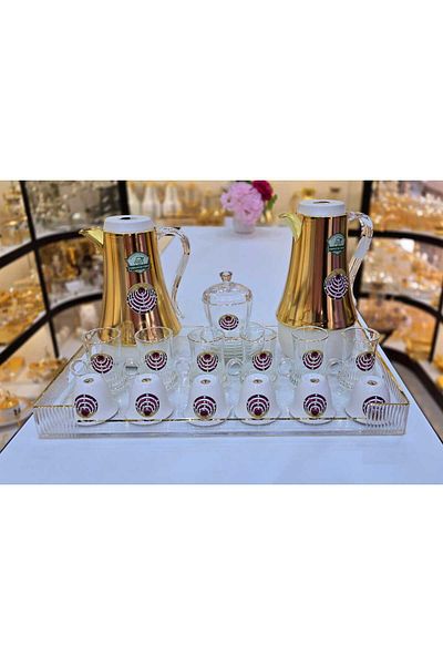 D&H Thermose Set Of 22Pieces 2Pc Thermose 6Tea Cups With 6soucers 6Cawa Cup 1Tray 1Sugar Bowl Home Gift