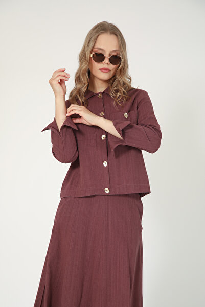 Suede Style 5757 - Stylish Comfortable Linen Shirt-Skirt Women's Set